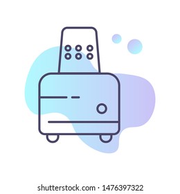 Vector Thin line toaster icon. Toaster with a piece of bread. Kitchen appliance vector icon.