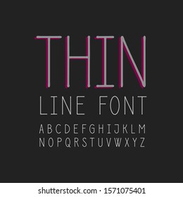 Vector thin line uppercase alphabet. Ink pen drawn with rounded tips.