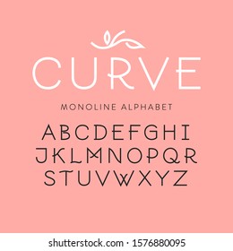 Vector thin line uppercase alphabet. For logo design, feminine branding