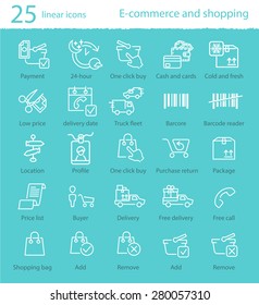 Vector thin line web store and shopping icons set