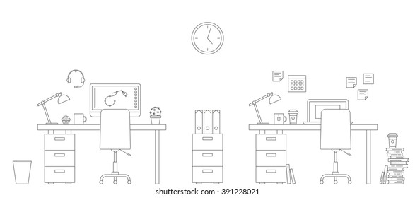 Vector Thin Line Workspace Scene