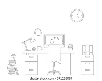 Vector Thin Line Workspace Scene