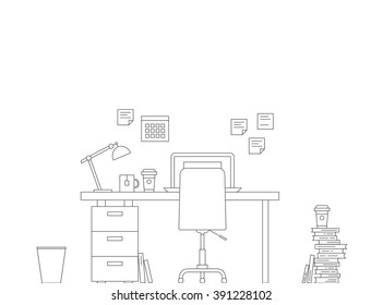 Vector Thin Line Workspace Scene