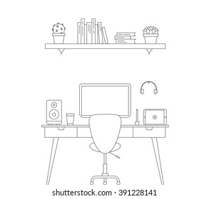Vector Thin Line Workspace Scene