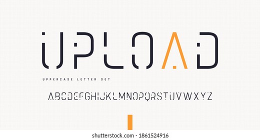 Vector thin linear sans uppercase letter set, alphabet, typography.