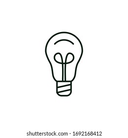 Vector thin outline icon with editable stroke of light bulb