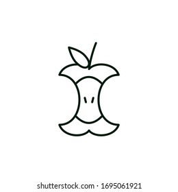 Vector Thin Outline Icon With Editable Stroke Of Apple Core