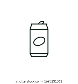 Vector thin outline icon with editable stroke of can of soda