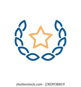 Vector thin stroke line icon. Laurel wreath with star inside for success, brand, awards and premium concepts