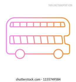 Vector thine line transport icon. The bus is painted with a thin color line.