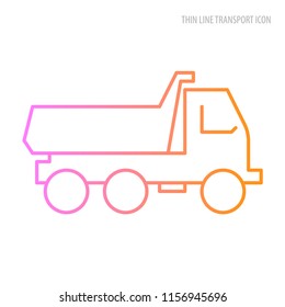 Vector thine line transport icon. The cargo is painted with a thin color line.