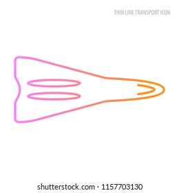 Vector thine line transport icon. The rocket is painted with a thin color line.