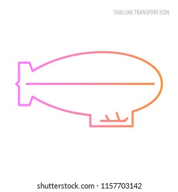 Vector thine line transport icon. The airship is painted with a thin color line.