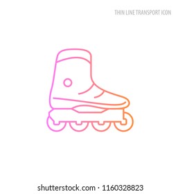 Vector thine line transport icon. The roller skates is painted with a thin color line.