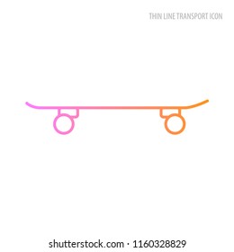 Vector thine line transport icon. The skateboard is painted with a thin color line.