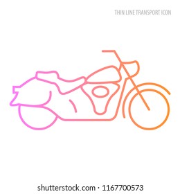 Vector thine line transport icon. The motorcycle is painted with a thin color line.