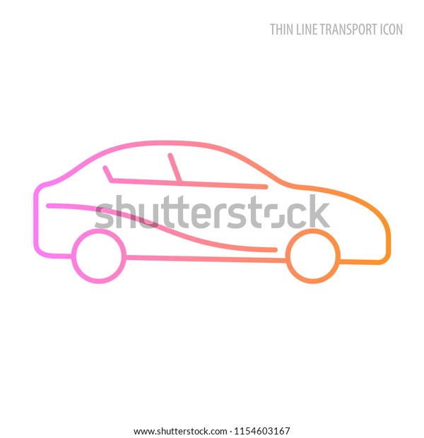 Vector thine line transport icon. The car is painted\
with a thin line
