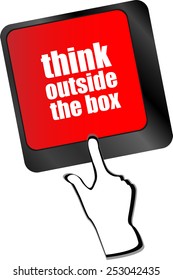vector think outside the box words, message on enter key of keyboard