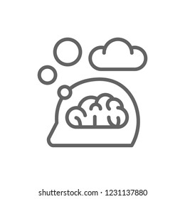 Vector think, thought, idea, mind, dream cloud, dialog line icon. Symbol and sign illustration design. Isolated on white background
