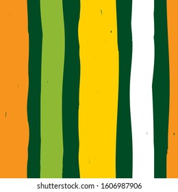 Vector think yellow and green striped paint lines seamless pattern. Suitable for summer poster backgrounds, swim wear, textile and giftwrap.