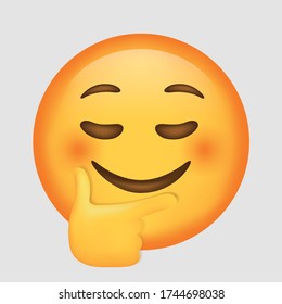 Vector thinking emoji. Smiling face. Happy. Cute emoticon isolated on white background.