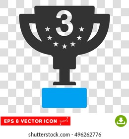 Vector Third Prize EPS vector pictogram. Illustration style is flat iconic bicolor blue and gray symbol on a transparent background.