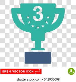Vector Third Prize EPS vector pictogram. Illustration style is flat iconic bicolor cobalt and cyan symbol on a transparent background.