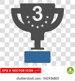 Vector Third Prize EPS vector pictograph. Illustration style is flat iconic bicolor cobalt and gray symbol on a transparent background.