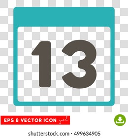 Vector Thirteenth Calendar Page EPS vector pictograph. Illustration style is flat iconic bicolor grey and cyan symbol on a transparent background.