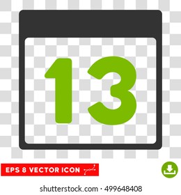 Vector Thirteenth Calendar Page EPS vector pictograph. Illustration style is flat iconic bicolor eco green and gray symbol on a transparent background.