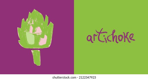 Vector thistle symbol. Hand drawn globe artichoke icon, Artichokes illustration. European vegetarian restaurant logo. Floral sign. Vegetable drawing for organic food badge. Home cooking courses emblem
