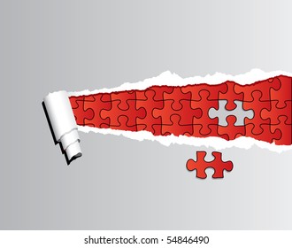 vector thorn paper with red puzzle