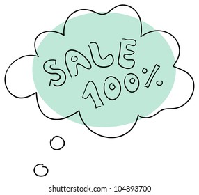 Vector thought cloud is isolated on a white background