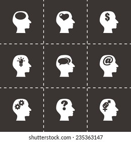 Vector thoughts icon set on black background