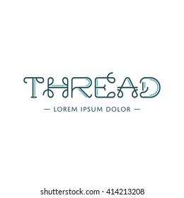 Vector thread logo. Vintage letter. Curl sign. 