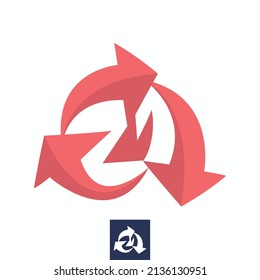 Vector Three Arrows Number 21, Logo Design.