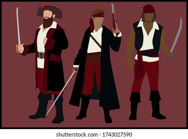 Vector of three awesome pirates.