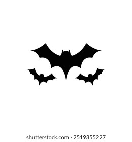 Vector of three bats, silhouette of bats, Halloween.