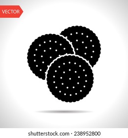 Vector three biscuits icon. Food icon. Eps10