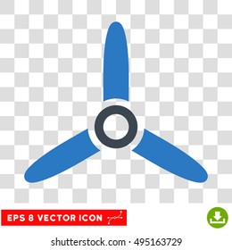 Vector Three Bladed Screw EPS vector pictogram. Illustration style is flat iconic bicolor smooth blue symbol on a transparent background.