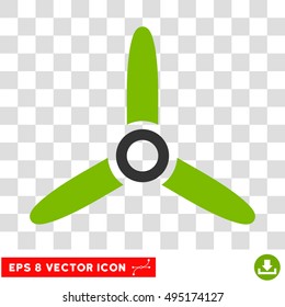 Vector Three Bladed Screw EPS vector pictogram. Illustration style is flat iconic bicolor eco green and gray symbol on a transparent background.