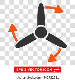 Vector Three Bladed Screw Rotation EPS vector pictogram. Illustration style is flat iconic bicolor orange and gray symbol on a transparent background.