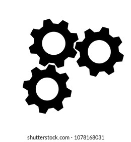 Vector de tres cog, engranaje, icono, negro sobre fondo