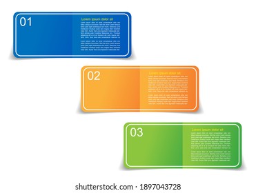 Vector three color banners with shadow