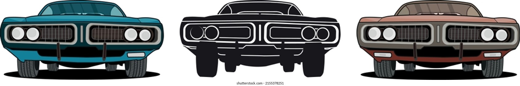 Vector three color car blue black and red