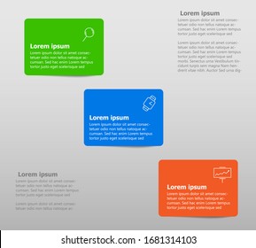 Vector three color icons with place for your text