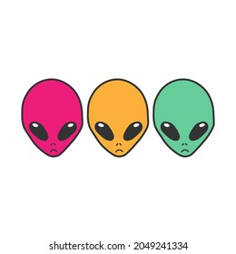 vector three colorful alien heads