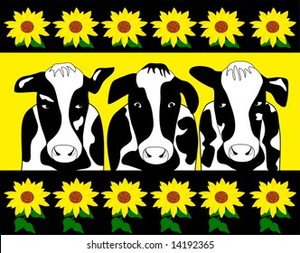 Vector Three Cows is hand drawn original artwork.