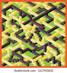 Vector three D image, a fun maze, staircase and incredible intersections and transitions