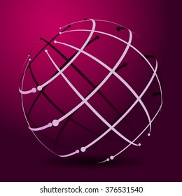 Vector three dimension sphere. Style globe design.